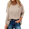 imageANRABESS Womens Oversized Batwing Sleeve Sweaters Crewneck Casual Fall Knit Loose Pullover Tops 2025 Work Winter OutfitsTan