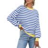 imageANRABESS Womens Oversized Striped Sweaters Long Sleeve Crewneck Casual Side Slit Pullover Tops 2025 Fall Trendy OutfitsBlue White