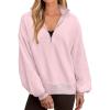 imageANRABESS Womens Oversized Sweatshirts Quarter Zip Long Sleeve Comfy Casual Pullover Tops 2025 Fall Trendy Y2K ClothesPink
