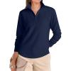 imageANRABESS Womens Quarter Zip Sweatshirts 2025 Fall Long Sleeve Comfy Relaxed Casual Lightweight Pullover Tops with ThumbholeNavy Blue