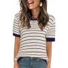 imageANRABESS Womens Short Sleeve Sweaters Summer Knit Tops Crewneck Casual Business Dressy Blouses 2025 Spring Outfits White Navy XLarge