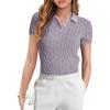 imageANRABESS Womens Short Sleeve Sweaters Tops Polo V Neck Button Cable Knit Pullover Business Shirts 2025 Summer Casual OutfitsLight Purple