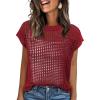 imageANRABESS Womens Tops 2025 Trendy Summer Shirts Crochet Cap Sleeve Knitted Sweater Beach Vacation Clothes Fall Fashion OutfitsRed