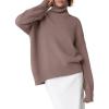 imageANRABESS Womens Turtleneck Sweaters Long Sleeve Oversized Chunky Knit High Low Hem Pullover Sweater Top 2025 Fall OutfitsNutmeg
