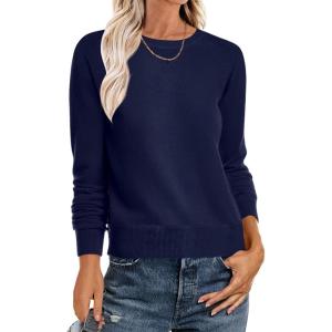 imageANRABESS Sweater for Women Long Sleeve Crewneck 2025 Fall Winter Soft Loose Fit Basic Knit Pullover Sweaters Top OutfitsNavy Blue