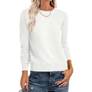 imageANRABESS Sweater for Women Long Sleeve Crewneck 2025 Fall Winter Soft Loose Fit Basic Knit Pullover Sweaters Top OutfitsWhite