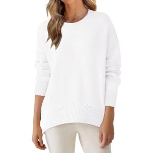 imageANRABESS Sweaters for Women 2025 Fall Long Sleeve Casual Loose Fit Knitted High Low Hem Basic Pullover Sweater TopsWhite