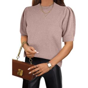 imageANRABESS Sweaters for Women Puff Short Sleeve Pullover Knit Blouses Casual Business Work Tops T Shirts 2025 Summer OutfitsGray Purple