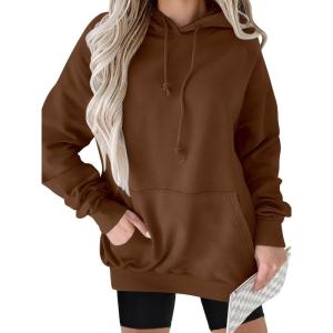 imageANRABESS Women Hoodies Long Sleeve Loose Fit Fleece Hooded Sweatshirts Drawstring Pullover Top With Pockets 2025 Fall OutfitsCaramel