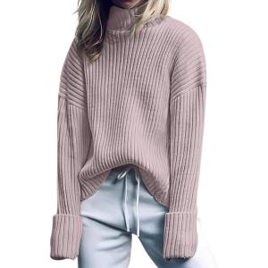 imageANRABESS Women Turtleneck Sweater 2025 Fall Fashion Long Sleeve Ribbed Chunky Knit Work Travel Pullover Top OutfitsGrey Khaki
