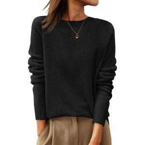 imageANRABESS Womens 100 Wool Sweaters Cashmere Crewneck Long Sleeve Work Business Casual Basic Sweater Tops 2025 Fall OutfitsBlack