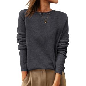 imageANRABESS Womens 100 Wool Sweaters Cashmere Crewneck Long Sleeve Work Business Casual Basic Sweater Tops 2025 Fall OutfitsDark Gray