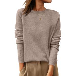 imageANRABESS Womens 100 Wool Sweaters Cashmere Crewneck Long Sleeve Work Business Casual Basic Sweater Tops 2025 Fall OutfitsKhaki