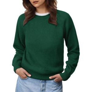 imageANRABESS Womens 2025 Fall Crewneck Long Sleeve Sweaters TopGreen