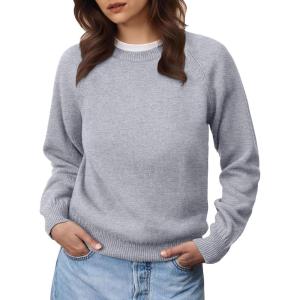 imageANRABESS Womens 2025 Fall Crewneck Long Sleeve Sweaters TopGrey