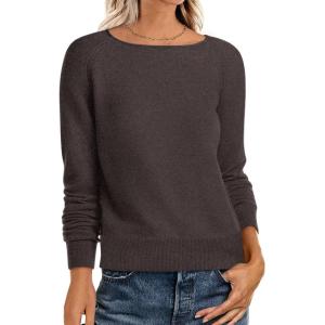 imageANRABESS Womens Long Sleeve Boat Neck Casual Soft Lightweight Basic Pullover Sweater Top 2025 Fall Shirt Work Travel OutfitsDeep Taupe