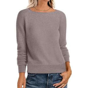 imageANRABESS Womens Long Sleeve Boat Neck Casual Soft Lightweight Basic Pullover Sweater Top 2025 Fall Shirt Work Travel OutfitsGrey Khaki