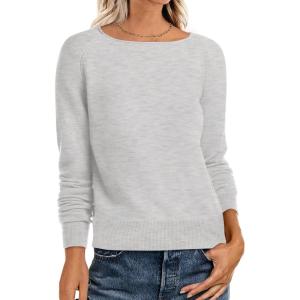 imageANRABESS Womens Long Sleeve Boat Neck Casual Soft Lightweight Basic Pullover Sweater Top 2025 Fall Shirt Work Travel OutfitsLight Grey
