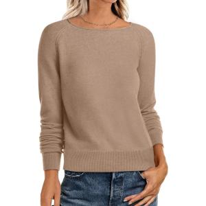 imageANRABESS Womens Long Sleeve Boat Neck Casual Soft Lightweight Basic Pullover Sweater Top 2025 Fall Shirt Work Travel OutfitsTan