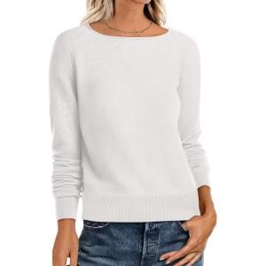 imageANRABESS Womens Long Sleeve Boat Neck Casual Soft Lightweight Basic Pullover Sweater Top 2025 Fall Shirt Work Travel OutfitsWhite