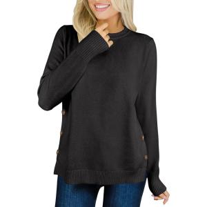 imageANRABESS Womens Long Sleeve Crewneck Casual Loose Side Button Knit Sweaters 2025 Trendy Fall Pullover Tops OutfitsBlack