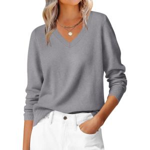 imageANRABESS Womens Long Sleeve V Neck Sweaters 2025 Fall Casual Classic Soft Loose Fit Basic Pullover Jumper TopGrey