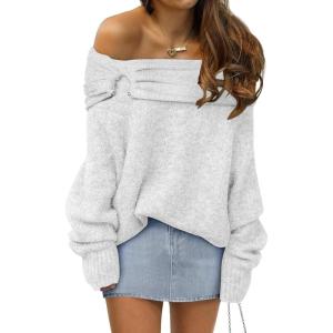 imageANRABESS Womens Off The Shoulder Sweater Long Sleeve Casual Loose 2025 Fall Pullover Sweaters TopsWhite