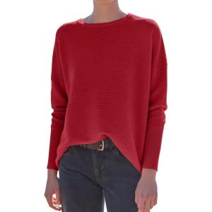 imageANRABESS Womens Oversized Batwing Long Sleeve Ribbed Knit Sweaters 2025 Fall OutfitsRed