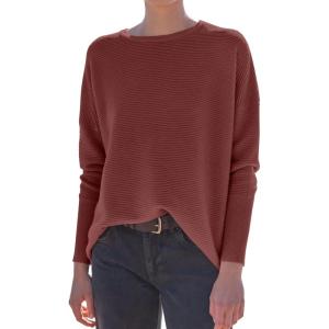 imageANRABESS Womens Oversized Batwing Long Sleeve Ribbed Knit Sweaters 2025 Fall OutfitsRust