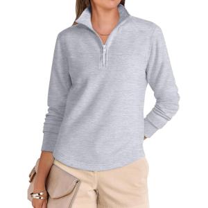 imageANRABESS Womens Quarter Zip Sweatshirts 2025 Fall Long Sleeve Comfy Relaxed Casual Lightweight Pullover Tops with ThumbholeLight Grey