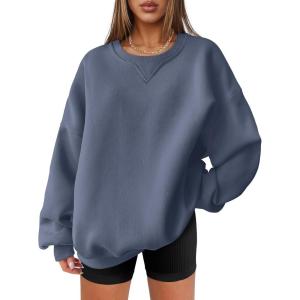 imageANRABESS Womens Sweatshirts Oversized Fleece Crew Neck Pullover Hoodies Casual Comfy 2025 Fall Fashion Basic SweatshirtGreyblue