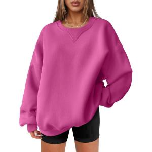 imageANRABESS Womens Sweatshirts Oversized Fleece Crew Neck Pullover Hoodies Casual Comfy 2025 Fall Fashion Basic SweatshirtHotpink
