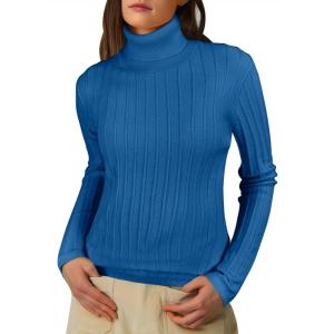 imageANRABESS Womens Turtleneck Sweaters 2025 Fall Long Sleeve Lightweight Ribbed Knit Fitted Pullover Sweater Tops Winter OutfitsBlue