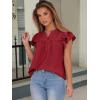 imageANRABESS Dressy Tops for Women Casual Ruffle Short Sleeve V Neck Lace Chiffon Blouse Swiss Dot Summer Trendy Business Shirts Large Red
