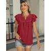 imageANRABESS Dressy Tops for Women Casual Ruffle Short Sleeve V Neck Lace Chiffon Blouse Swiss Dot Summer Trendy Business Shirts Large Red