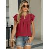 imageANRABESS Dressy Tops for Women Casual Ruffle Short Sleeve V Neck Lace Chiffon Blouse Swiss Dot Summer Trendy Business Shirts Large Red