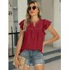 imageANRABESS Dressy Tops for Women Casual Ruffle Short Sleeve V Neck Lace Chiffon Blouse Swiss Dot Summer Trendy Business Shirts Large Red