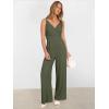 imageANRABESS Jumpsuits for Women 2025 Summer Dressy Spaghetti Strap Ribbed V Neck Wide Leg Overalls Flowy Romper Jumpers OutfitsArmy Green