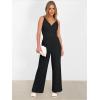 imageANRABESS Jumpsuits for Women 2025 Summer Dressy Spaghetti Strap Ribbed V Neck Wide Leg Overalls Flowy Romper Jumpers OutfitsBlack