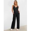 imageANRABESS Jumpsuits for Women 2025 Summer Dressy Spaghetti Strap Ribbed V Neck Wide Leg Overalls Flowy Romper Jumpers OutfitsBlack