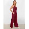 imageANRABESS Jumpsuits for Women 2025 Summer Dressy Spaghetti Strap Ribbed V Neck Wide Leg Overalls Flowy Romper Jumpers OutfitsBurgundy Red