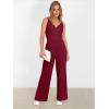 imageANRABESS Jumpsuits for Women 2025 Summer Dressy Spaghetti Strap Ribbed V Neck Wide Leg Overalls Flowy Romper Jumpers OutfitsBurgundy Red