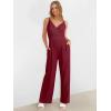 imageANRABESS Jumpsuits for Women 2025 Summer Dressy Spaghetti Strap Ribbed V Neck Wide Leg Overalls Flowy Romper Jumpers OutfitsBurgundy Red