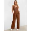 imageANRABESS Jumpsuits for Women 2025 Summer Dressy Spaghetti Strap Ribbed V Neck Wide Leg Overalls Flowy Romper Jumpers OutfitsCaramel