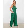 imageANRABESS Jumpsuits for Women 2025 Summer Dressy Spaghetti Strap Ribbed V Neck Wide Leg Overalls Flowy Romper Jumpers OutfitsDeep Green