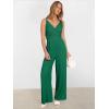 imageANRABESS Jumpsuits for Women 2025 Summer Dressy Spaghetti Strap Ribbed V Neck Wide Leg Overalls Flowy Romper Jumpers OutfitsDeep Green