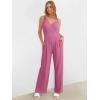 imageANRABESS Jumpsuits for Women 2025 Summer Dressy Spaghetti Strap Ribbed V Neck Wide Leg Overalls Flowy Romper Jumpers OutfitsDusty Pink