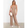 imageANRABESS Jumpsuits for Women 2025 Summer Dressy Spaghetti Strap Ribbed V Neck Wide Leg Overalls Flowy Romper Jumpers OutfitsLight Brown