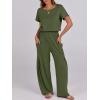 imageANRABESS Jumpsuits for Women Short Sleeve Wide Leg Casual Summer One Piece Jumper Rompers 2025 Beach Vacation Travel OutfitsArmy Green