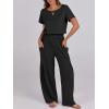imageANRABESS Jumpsuits for Women Short Sleeve Wide Leg Casual Summer One Piece Jumper Rompers 2025 Beach Vacation Travel OutfitsBlack